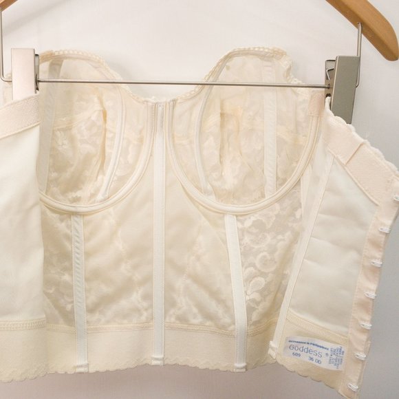 Vintage Goddess Corset Bustier Bra Top Sheer Cream Lace 36 DD - Picture 12 of 15